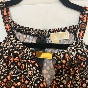 Michael Kors cocktail dress strapless with black, coral, beige. Sexy!💃